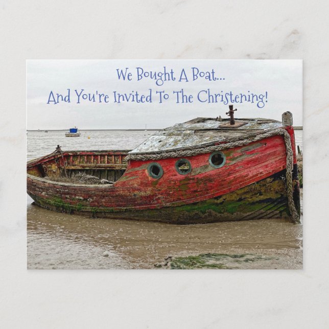 Boat Christening Invitation Postcard (Front)