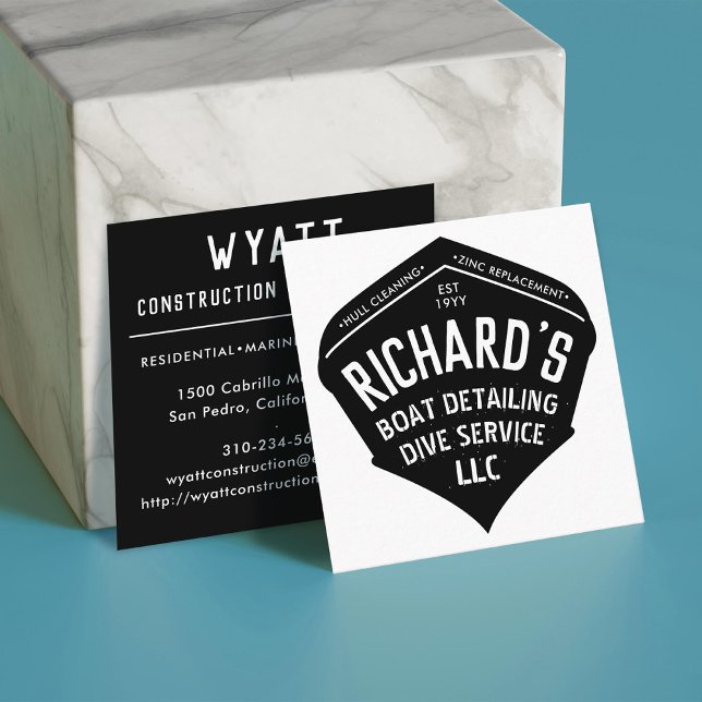 Boat Cleaning Detailing Marine Service Industry Square Business Card (Creator Uploaded)