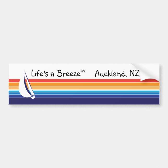 Boat Colour Square_Life's a Breeze™_Auckland, NZ Bumper Sticker (Front)