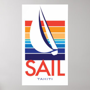 Boat Colour Square_SAIL Tahiti poster