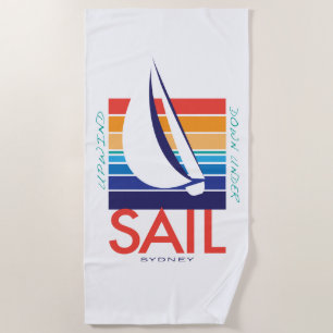 Boat Colour Square_Sailing Sydney Memories Beach Towel