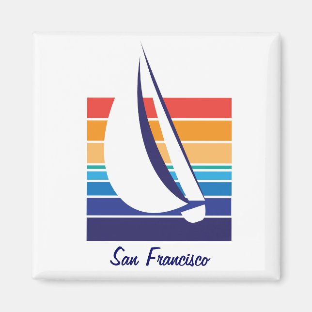 Boat Colour Square_San Francisco Magnet (Front)
