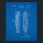Boat Construction Patent - Blueprint Poster<br><div class="desc">This is a Patent Print of a Boat Construction with a Blueprint Look.</div>