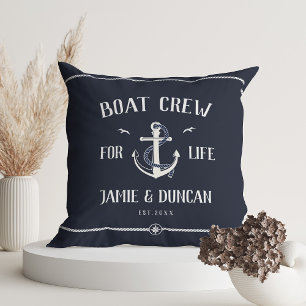 Boat Crew For Life Nautical Modern Custom Name Cushion