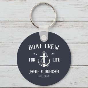 Boat Crew For Life Nautical Modern Custom Name Key Ring