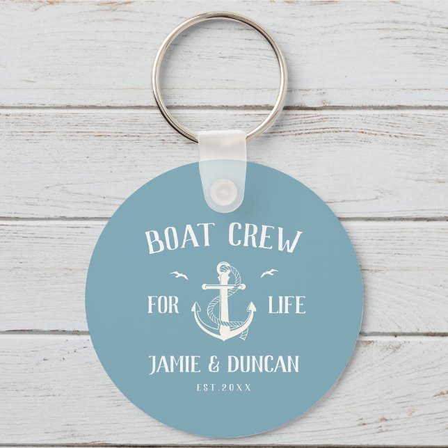 Boat Crew For Life Nautical Modern Custom Name Key Ring (Creator Uploaded)