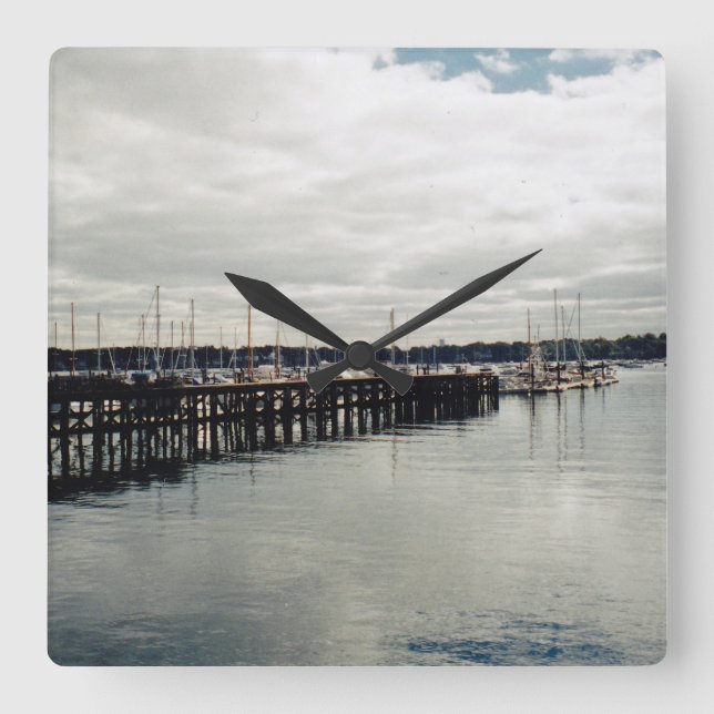 Boat Dock Square Wall Clock (Front)