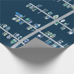 Boat Docks- Greens on Navy Wrapping Paper