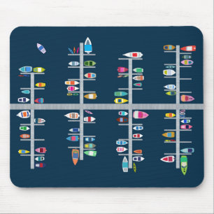 Boat Docks- Multi on Navy Mouse Mat