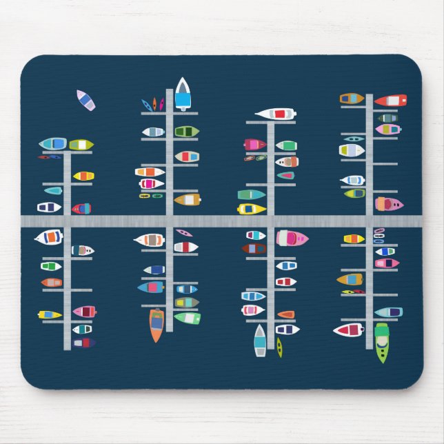 Boat Docks- Multi on Navy Mouse Mat (Front)