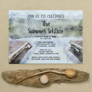 Boat Docks Summer Solstice Lake Party Invitation