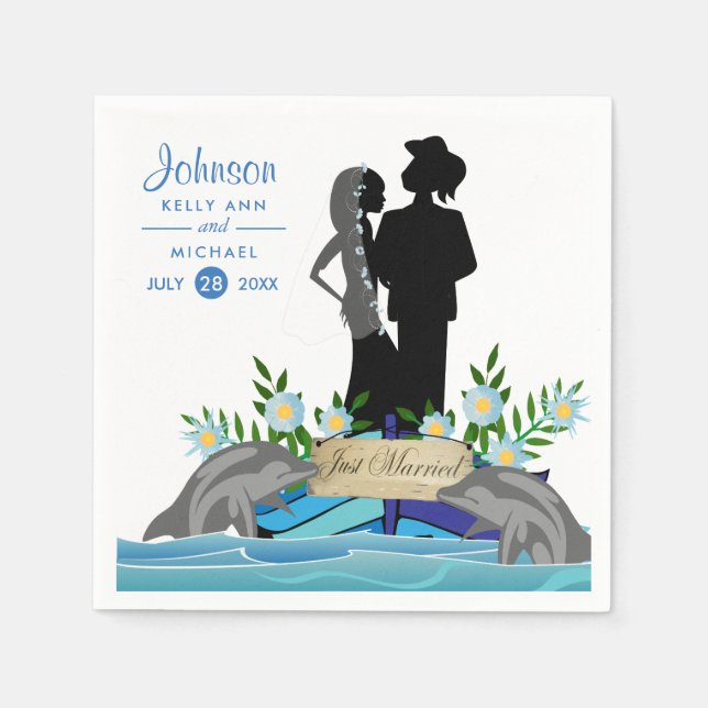 Boat Dolphin Wedding Napkin (Front)
