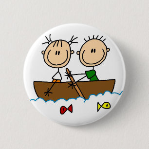 Boat Fishing Stick Figure Button