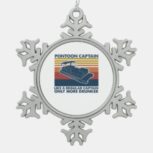 Boat Gift Funny Vintage Pontoon Boat Gift Idea Snowflake Pewter Christmas Ornament