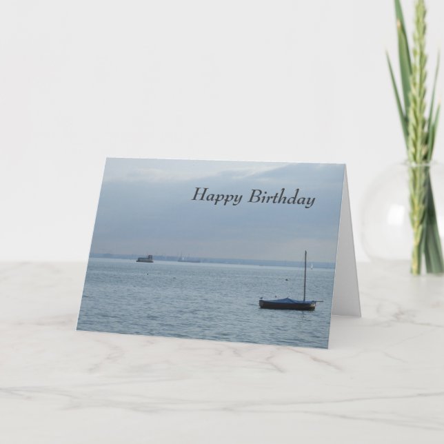 Boat & Harbour  Birthday Card (Front)