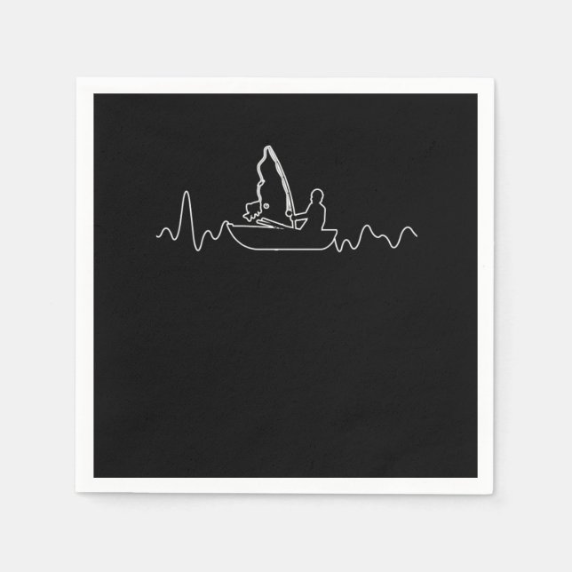 Boat Heart Rate Fishing Boating Heartbeat Gift Napkin (Front)