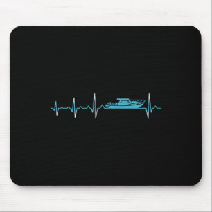 Boat Heartbeat Boating Captain Owner Sailor Boater Mouse Mat