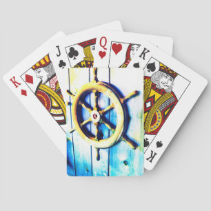 Boat Helm Wheel Striking Nautical Wood Playing Cards