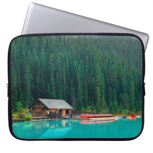 Boat house by Lake Louise in Banff National Park, Laptop Sleeve