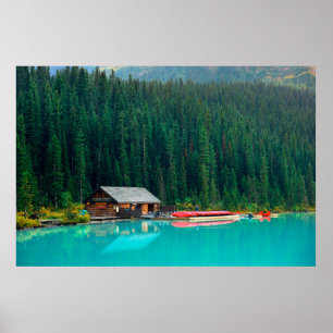 Boat house by Lake Louise in Banff National Park,  Poster