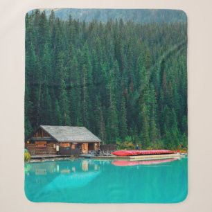 Boat house by Lake Louise in Banff National Park,  Sherpa Blanket