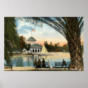 Boat House, Westlake Park Los Angeles 1914 Vintage Poster