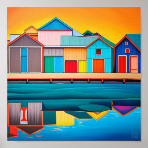Boat Houses Painting - Canvas Print