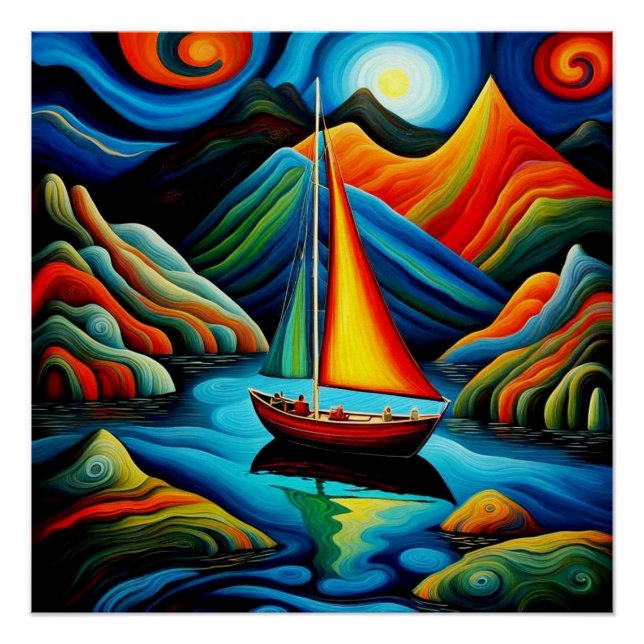 Boat in fjord 10 poster (Front)