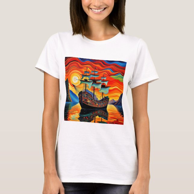 Boat in fjord  5 T-Shirt (Front)