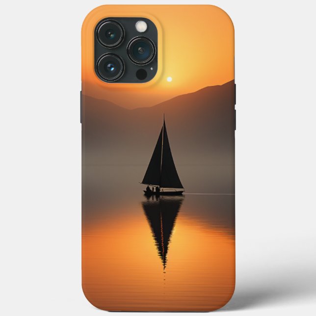 Boat in lake with mountains landscape Case-Mate iPhone case (Back)