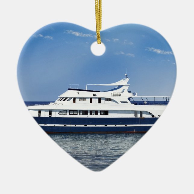 boat in the sea ceramic tree decoration (Front)