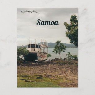 Boat in Upolu Samoa Postcard