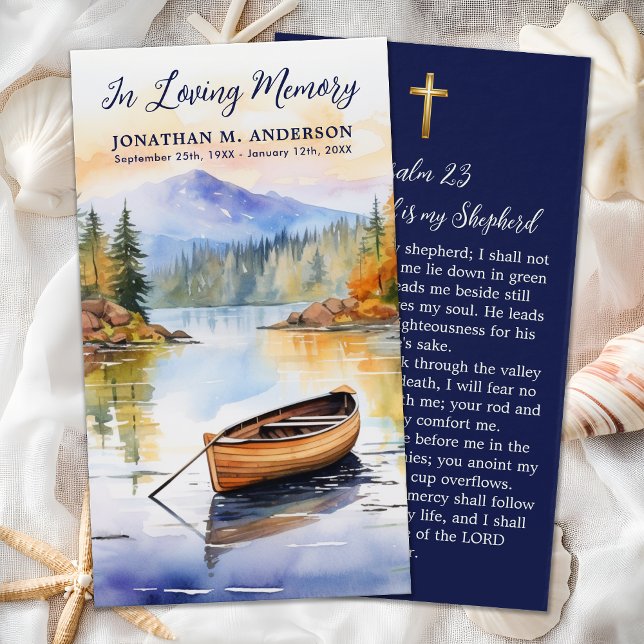 Boat Lake Cross Memorial Funeral Prayer Card (Creator Uploaded)