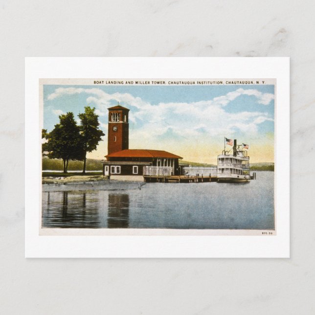 Boat Landing and Miller Tower Postcard (Front)