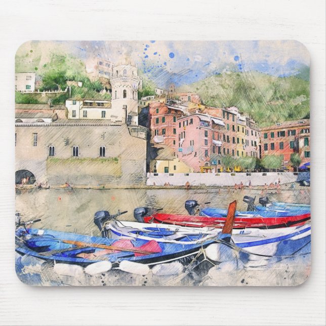Boat Landscape Mouse Mat (Front)