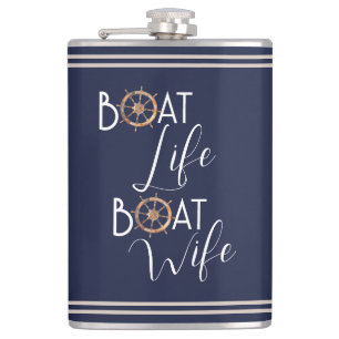 Boat Life Nautical Bachelorette Party Wife Hip Flask
