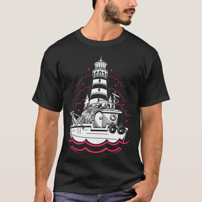 Boat & Lighthouse T-Shirt (Front)