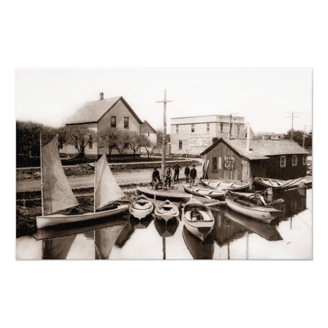Boat Livery on the Belle River Marine City MI Photo Print (Front)