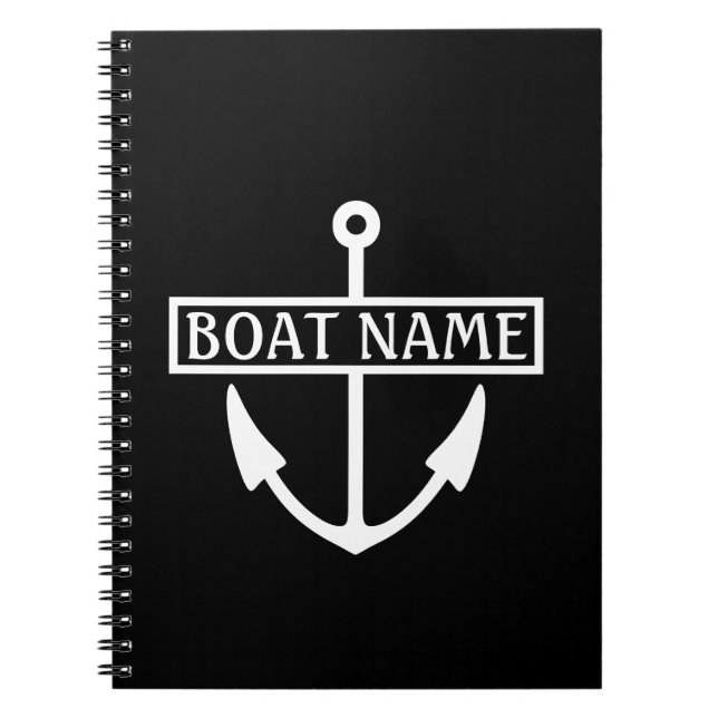 Boat Name Anchor Captain's Log Notebook (Front)