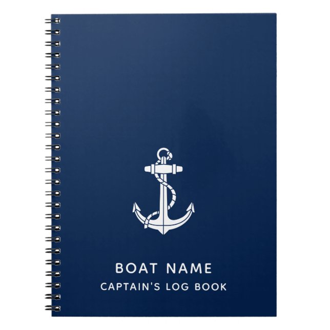 Boat Name Anchor Cruise Trip Captains Log Notebook (Front)