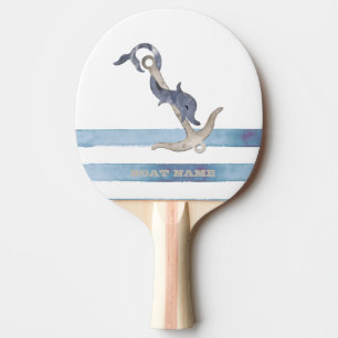 Boat Name,Anchor Dolphin Light Blue Stripes Ping Pong Paddle