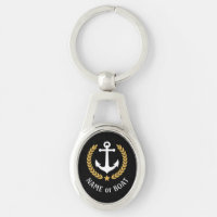 Boat Name Anchor Gold Style Laurel and Star Black