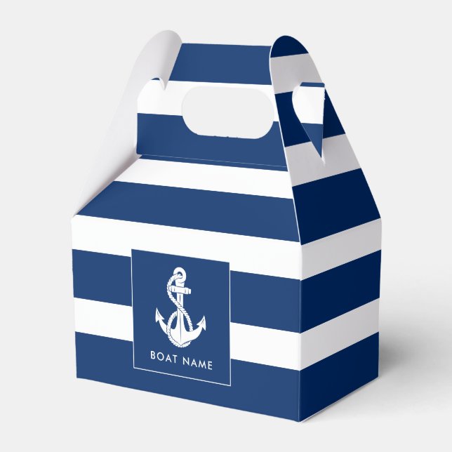 Boat Name Anchor Nautical Custom Favour Box (Front Side)