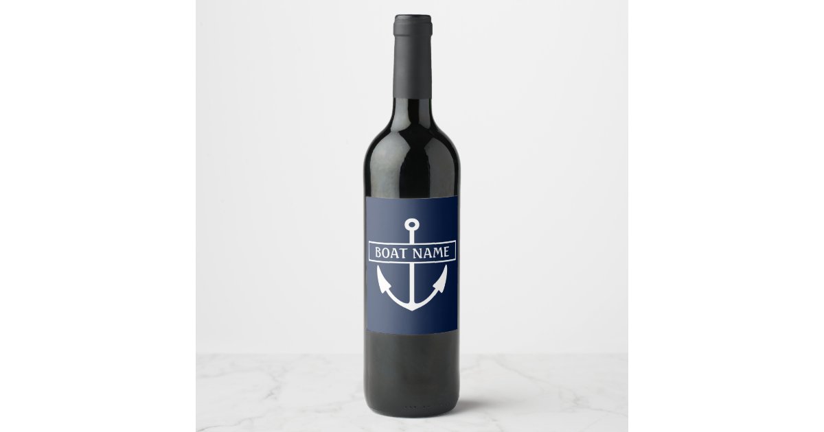 Boat Name Anchor Wine Label Zazzle