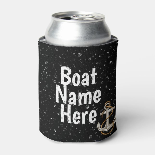 Boat Name and Water Droplet  Can Cooler (Can Front)