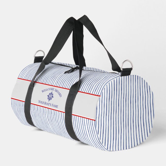 Boat Name Compass Rose Nautical Anchor  Duffle Bag (Left Corner)