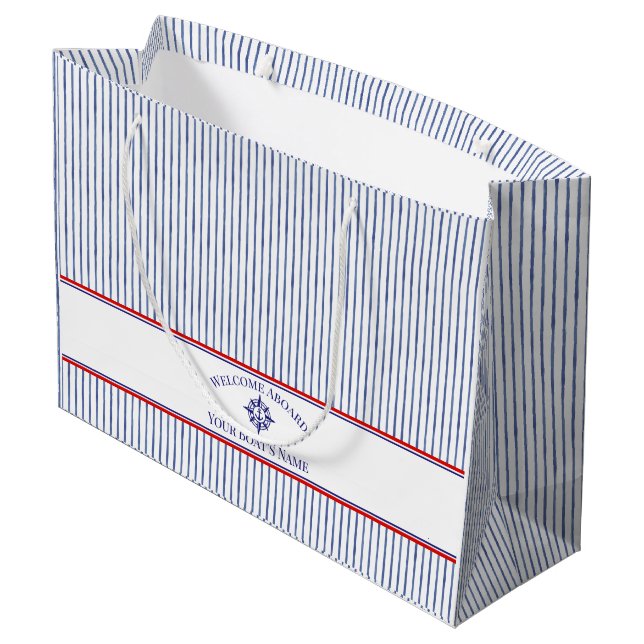 Boat Name Compass Rose Nautical Anchor  Large Gift Bag (Back Angled)