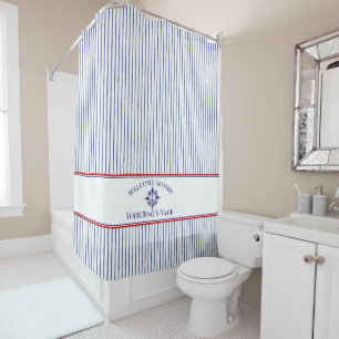 Boat Name Compass Rose Nautical Anchor Shower Curtain