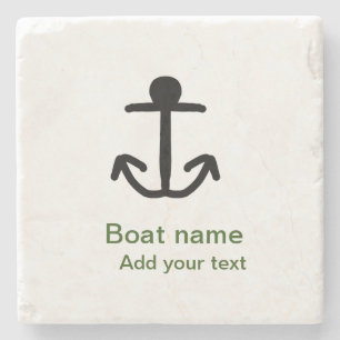 Boat name custom anchor sailing summer add text stone coaster