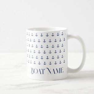 Boat Name Nautical Anchor Coastal Blue Coffee Mug